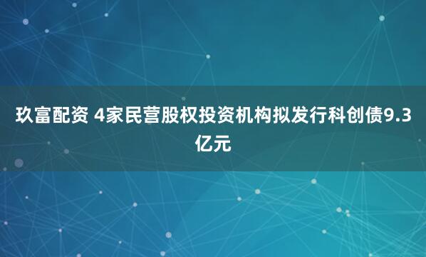 玖富配资 4家民营股权投资机构拟发行科创债9.3亿元